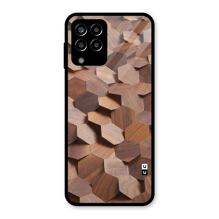 Uplifted Wood Hexagons Glass Back Case for Galaxy M33