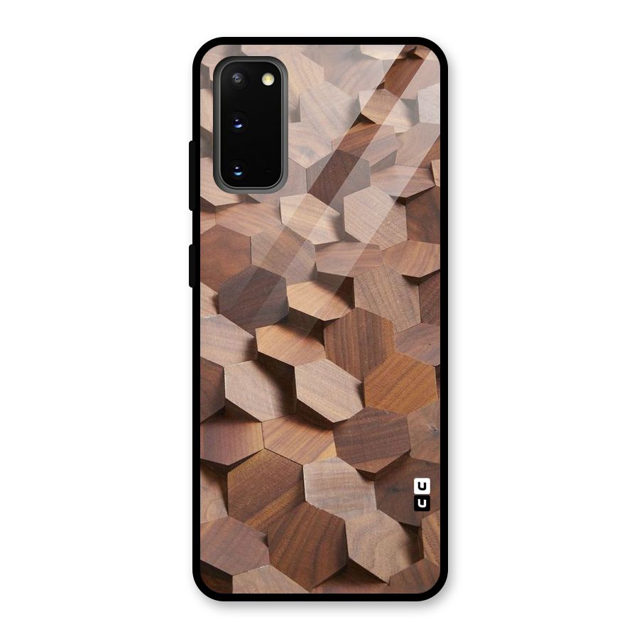 Uplifted Wood Hexagons Glass Back Case for Galaxy S20