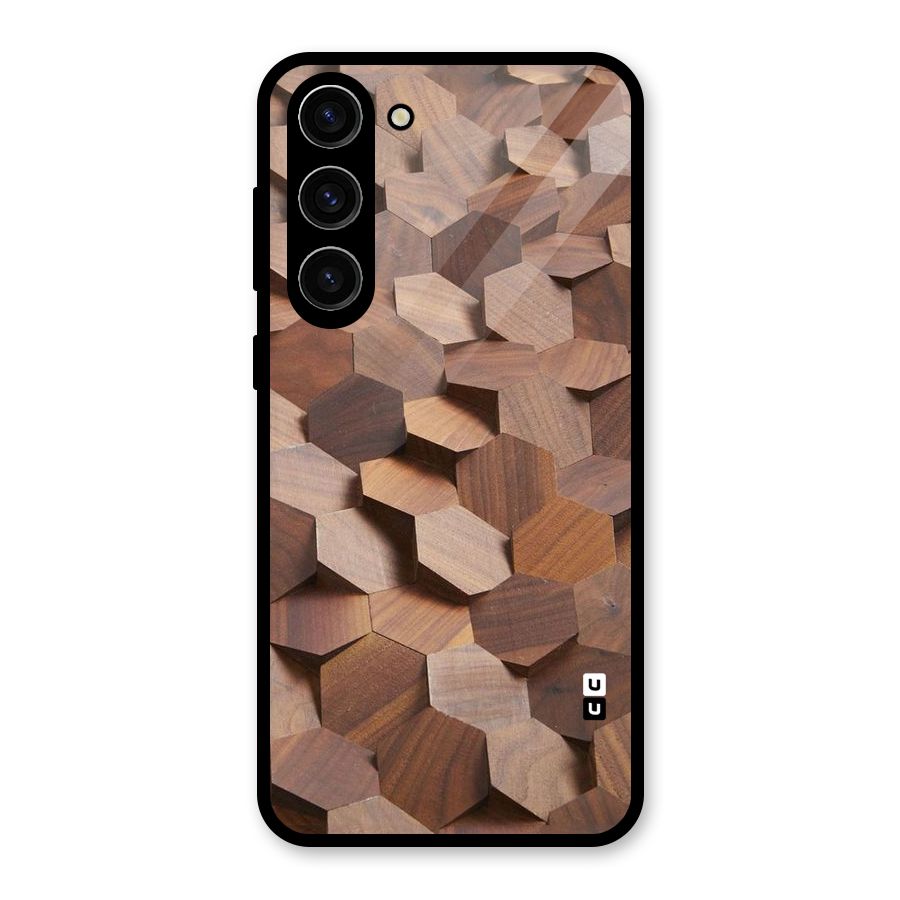 Uplifted Wood Hexagons Glass Back Case for Galaxy S23 Plus