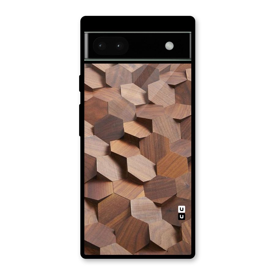 Uplifted Wood Hexagons Glass Back Case for Google Pixel 6a