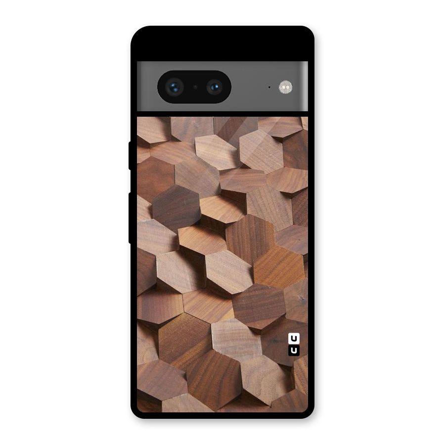 Uplifted Wood Hexagons Glass Back Case for Google Pixel 7