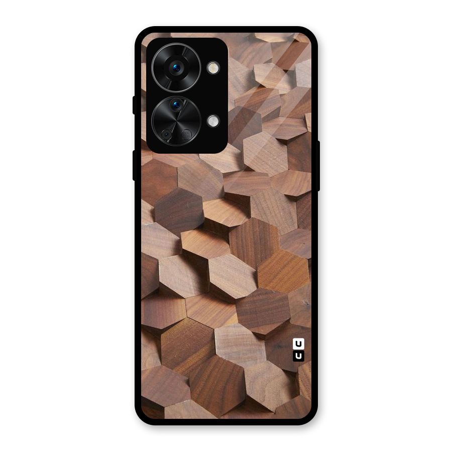 Uplifted Wood Hexagons Glass Back Case for OnePlus Nord 2T