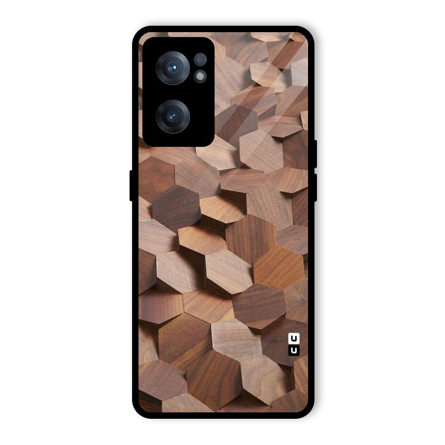 Uplifted Wood Hexagons Glass Back Case for OnePlus Nord CE 2 5G