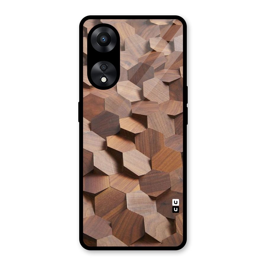Uplifted Wood Hexagons Glass Back Case for Oppo A78
