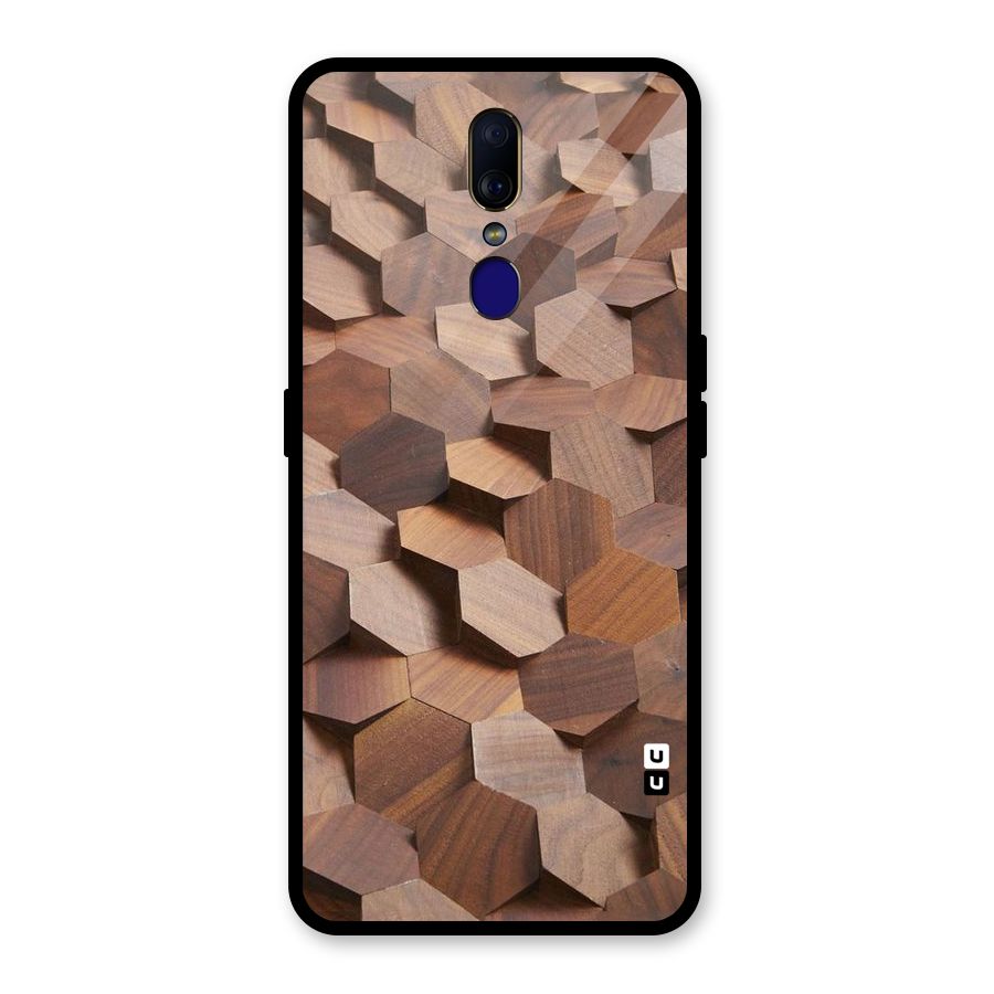 Uplifted Wood Hexagons Glass Back Case for Oppo F11
