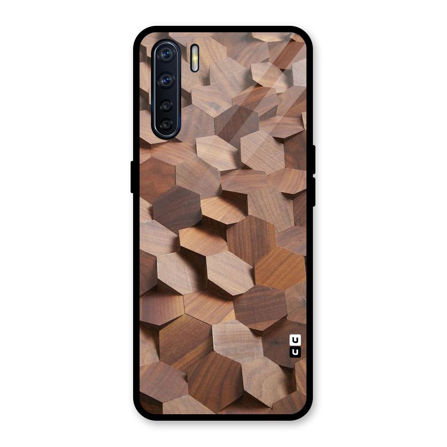 Uplifted Wood Hexagons Glass Back Case for Oppo F15