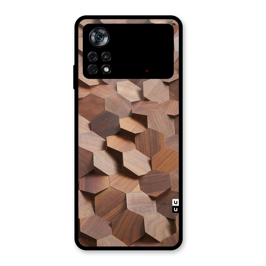 Uplifted Wood Hexagons Glass Back Case for Poco X4 Pro 5G