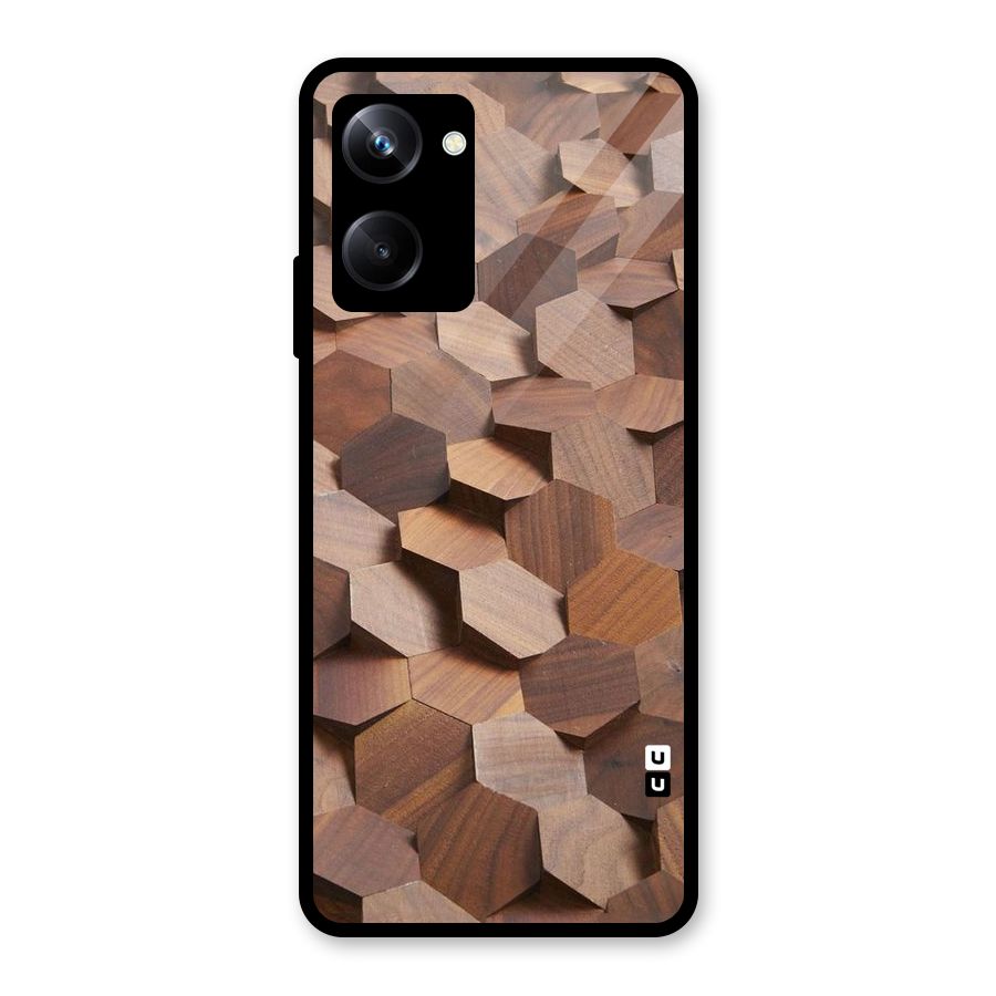 Uplifted Wood Hexagons Glass Back Case for Realme 10 Pro