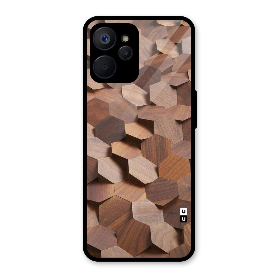 Uplifted Wood Hexagons Glass Back Case for Realme 9i 5G