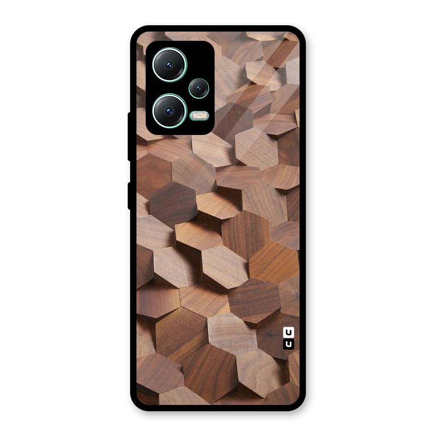 Uplifted Wood Hexagons Glass Back Case for Redmi Note 12 5G