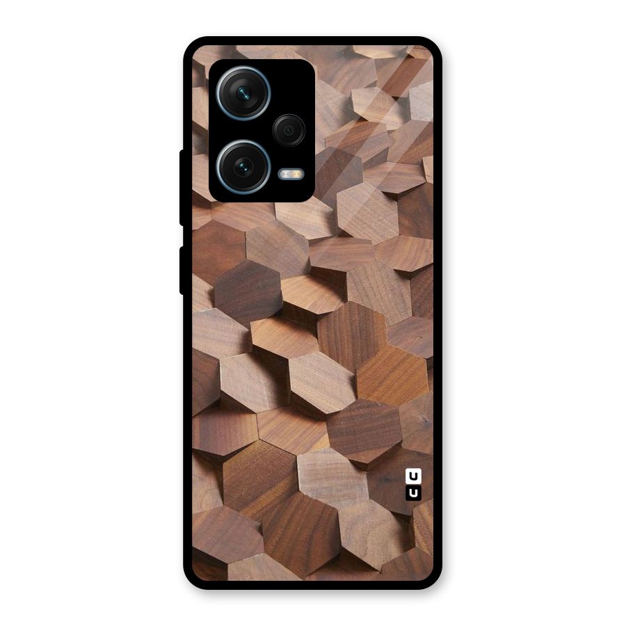 Uplifted Wood Hexagons Glass Back Case for Redmi Note 12 Pro Plus 5G