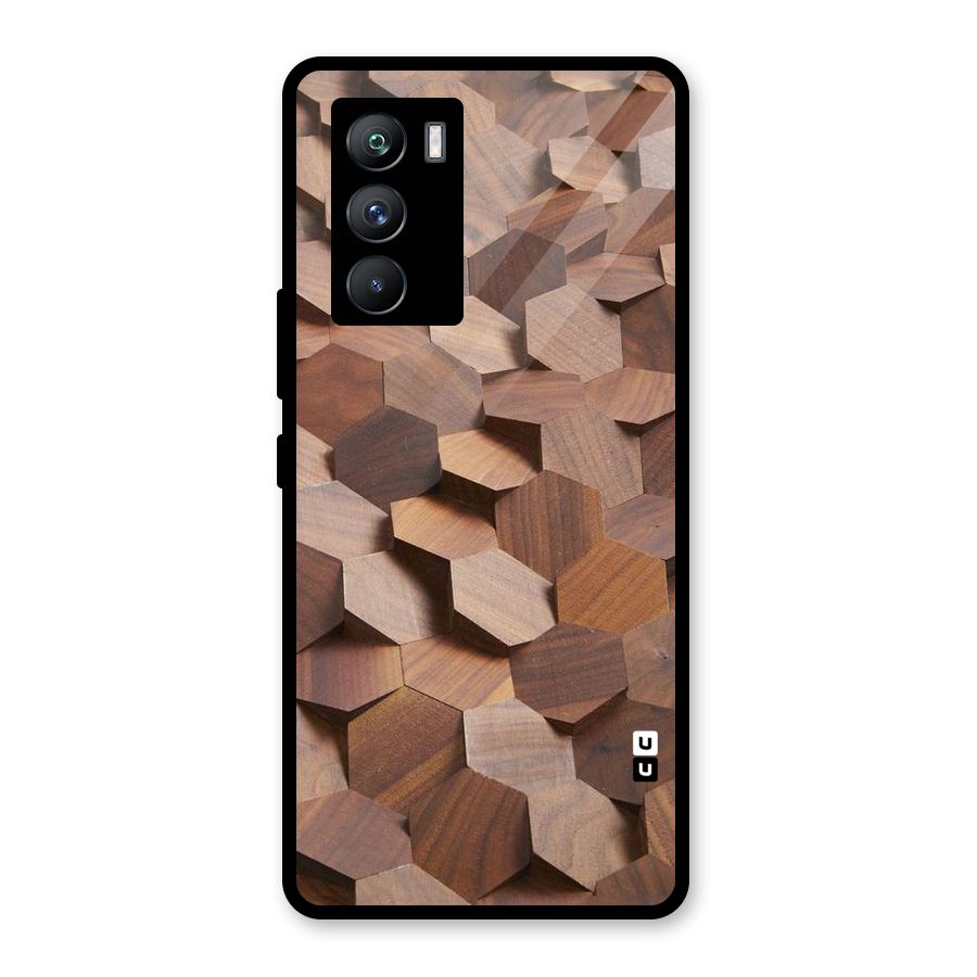 Uplifted Wood Hexagons Glass Back Case for Vivo iQOO 9 SE