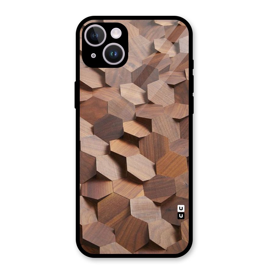 Uplifted Wood Hexagons Glass Back Case for iPhone 14 Plus