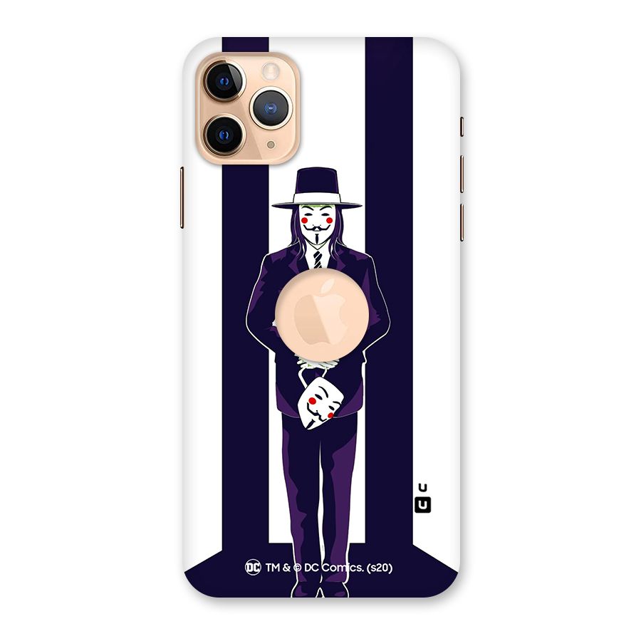 Vendetta Gentleman Holding Mask Illustration Back Case for iPhone 11 Pro Max Logo Cut