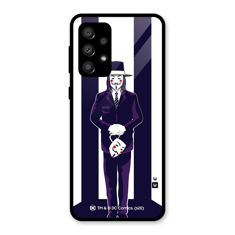 Vendetta Gentleman Holding Mask Illustration Glass Back Case for Galaxy A32