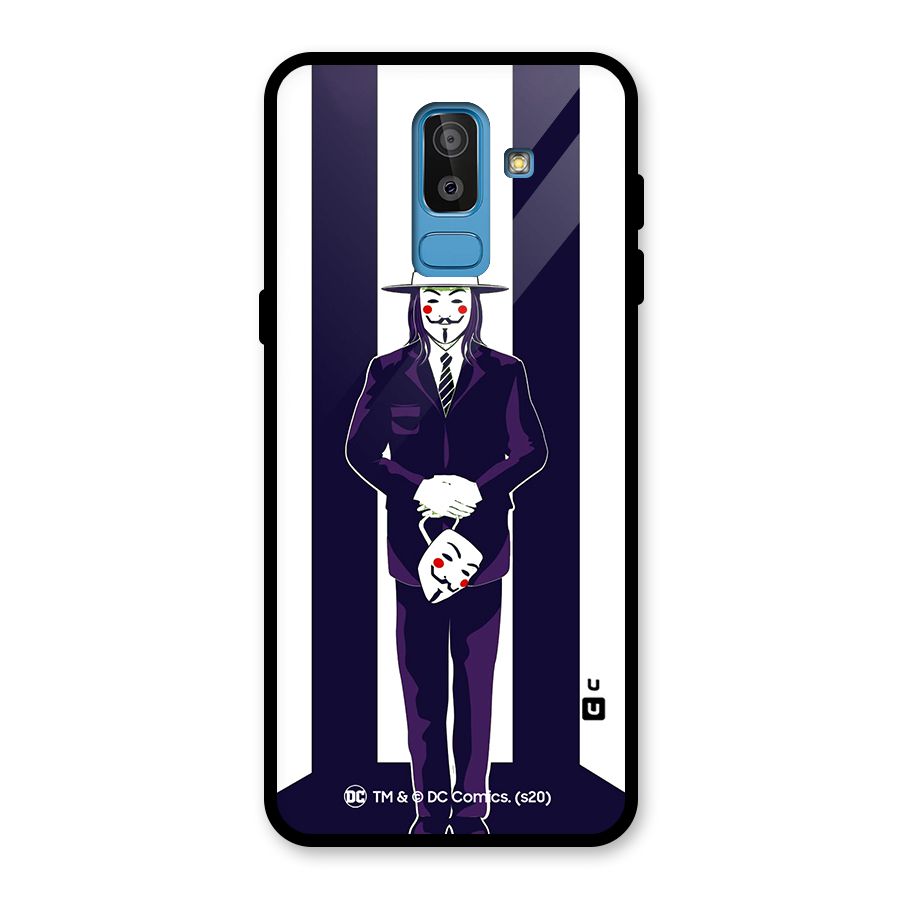 Vendetta Gentleman Holding Mask Illustration Glass Back Case for Galaxy J8