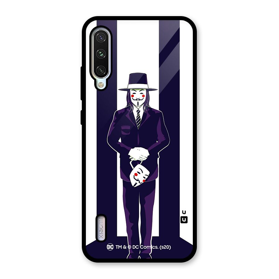 Vendetta Gentleman Holding Mask Illustration Glass Back Case for Mi A3