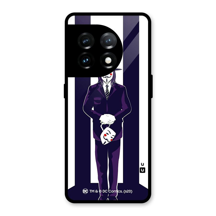 Vendetta Gentleman Holding Mask Illustration Glass Back Case for OnePlus 11