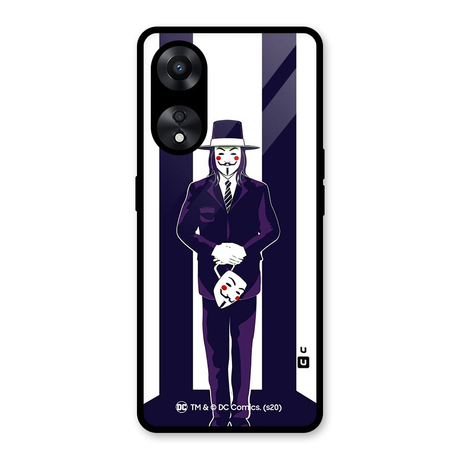 Vendetta Gentleman Holding Mask Illustration Glass Back Case for Oppo A78