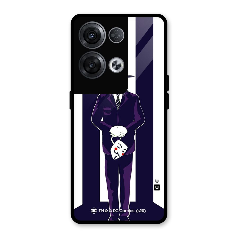 Vendetta Gentleman Holding Mask Illustration Glass Back Case for Oppo Reno8 Pro 5G