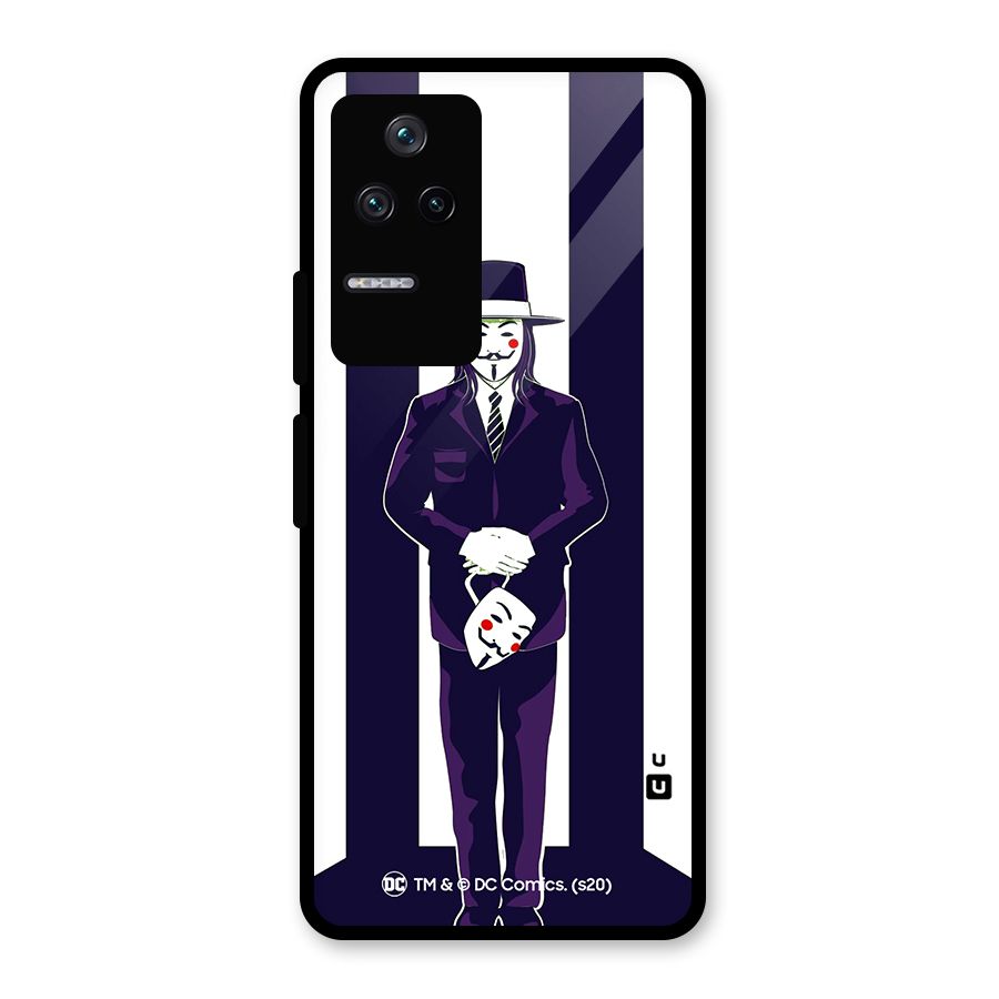 Vendetta Gentleman Holding Mask Illustration Glass Back Case for Poco F4 5G