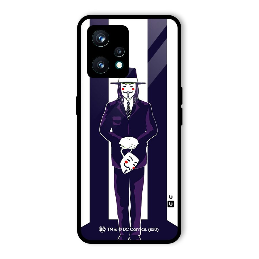 Vendetta Gentleman Holding Mask Illustration Glass Back Case for Realme 9 Pro Plus 5G