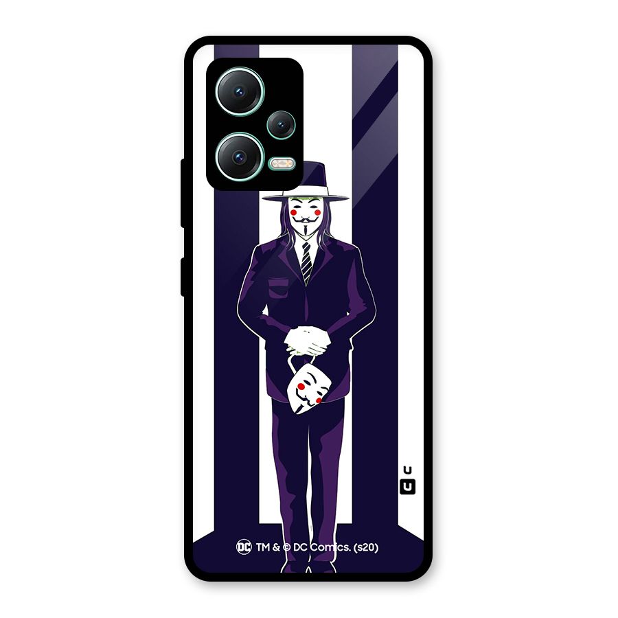 Vendetta Gentleman Holding Mask Illustration Glass Back Case for Redmi Note 12 5G