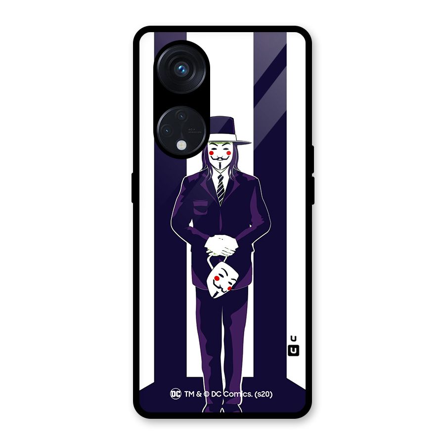 Vendetta Gentleman Holding Mask Illustration Glass Back Case for Reno8 T 5G