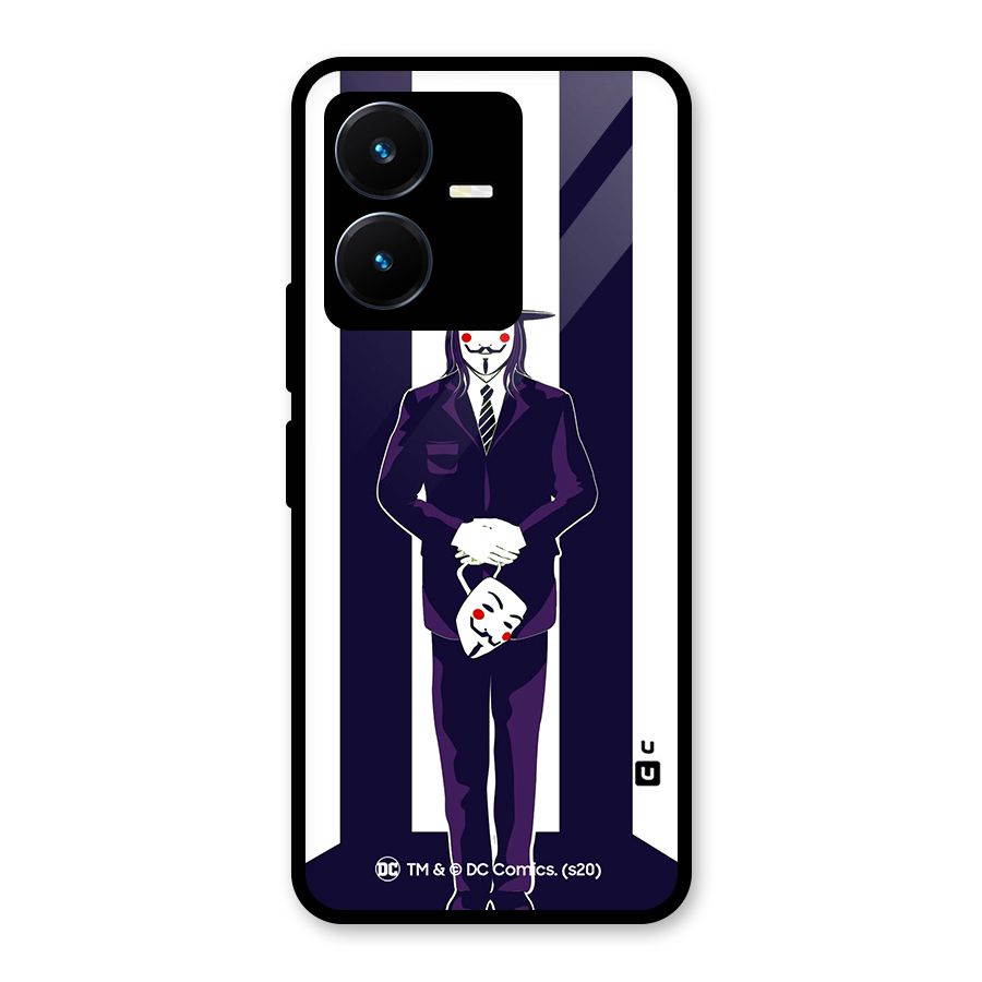 Vendetta Gentleman Holding Mask Illustration Glass Back Case for Vivo Y22