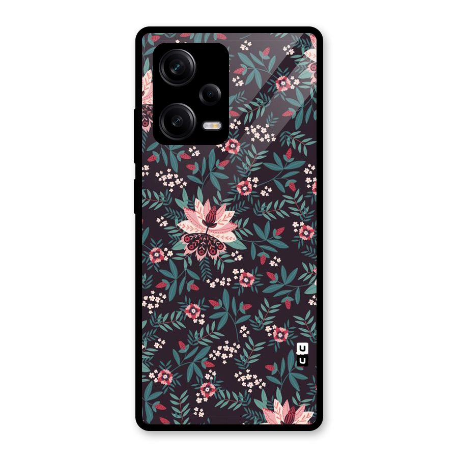 Very Leafy Pattern Glass Back Case for Redmi Note 12 Pro