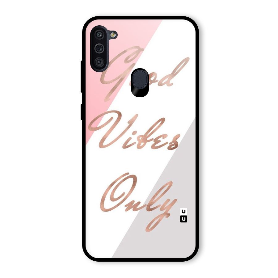 Vibes Classic Stripes Glass Back Case for Galaxy M11
