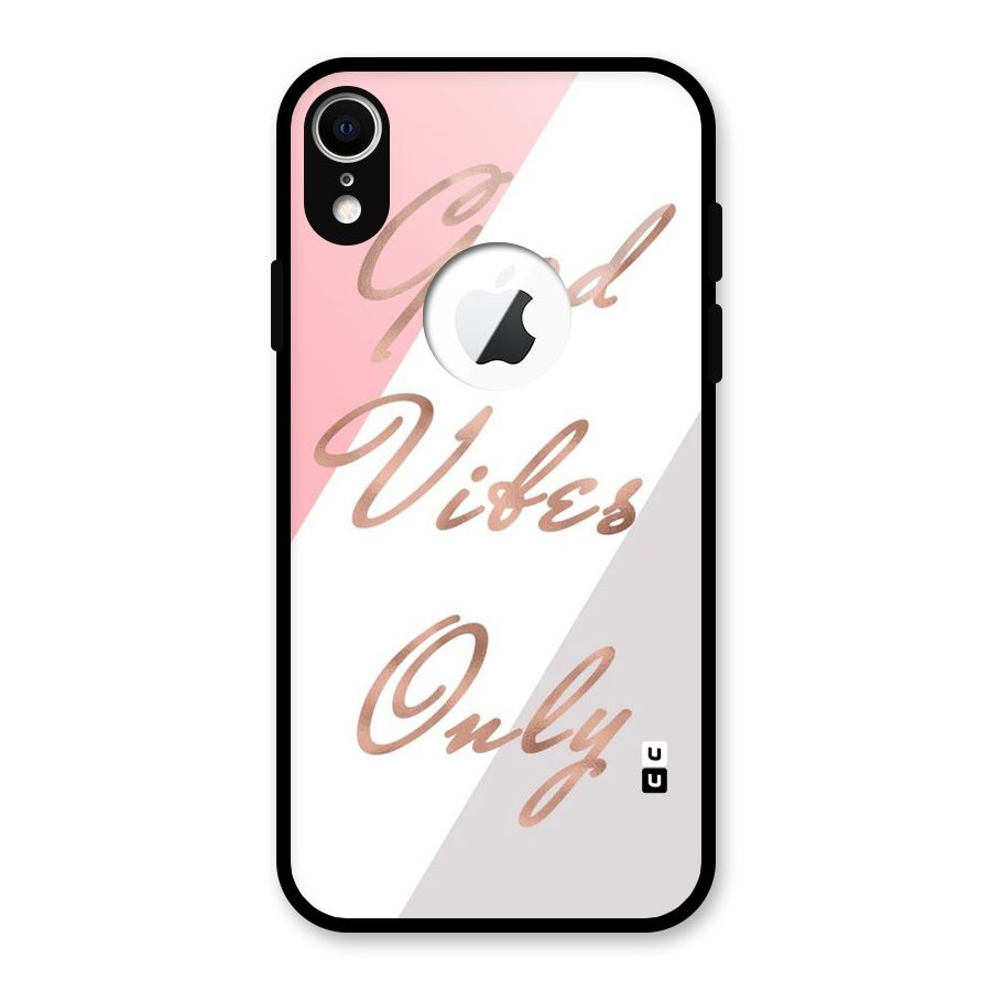 Vibes Classic Stripes Glass Back Case for iPhone XR Logo Cut