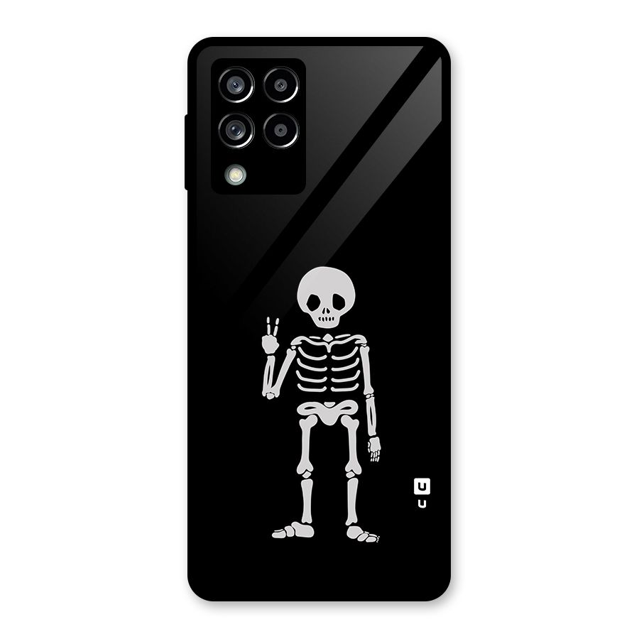 Victory Skeleton Spooky Glass Back Case for Galaxy M53 5G