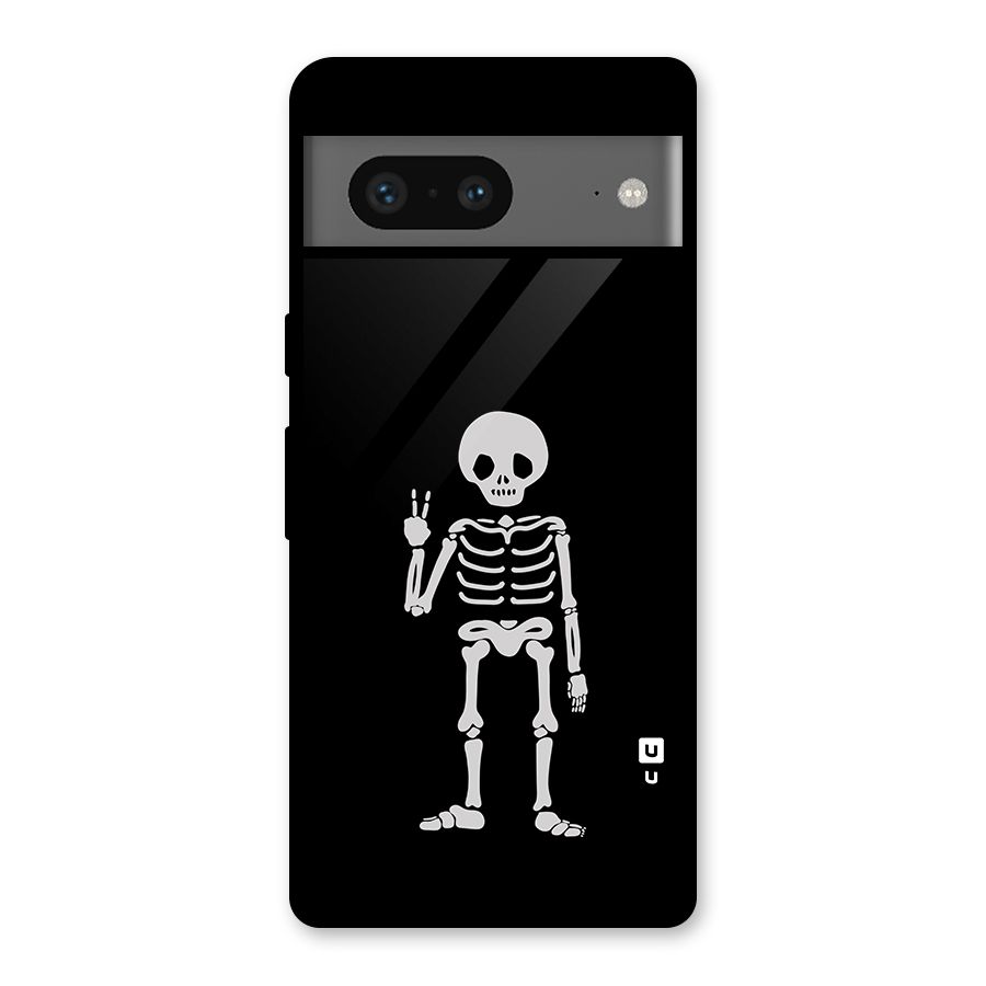 Victory Skeleton Spooky Glass Back Case for Google Pixel 7