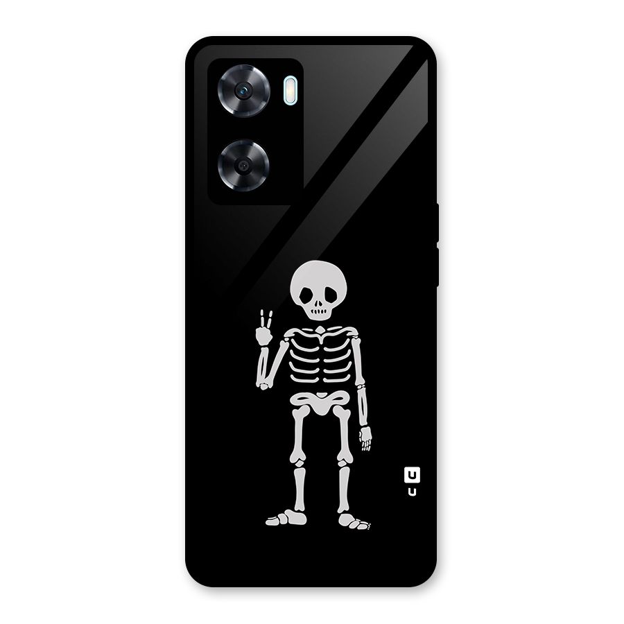Victory Skeleton Spooky Glass Back Case for Oppo A77