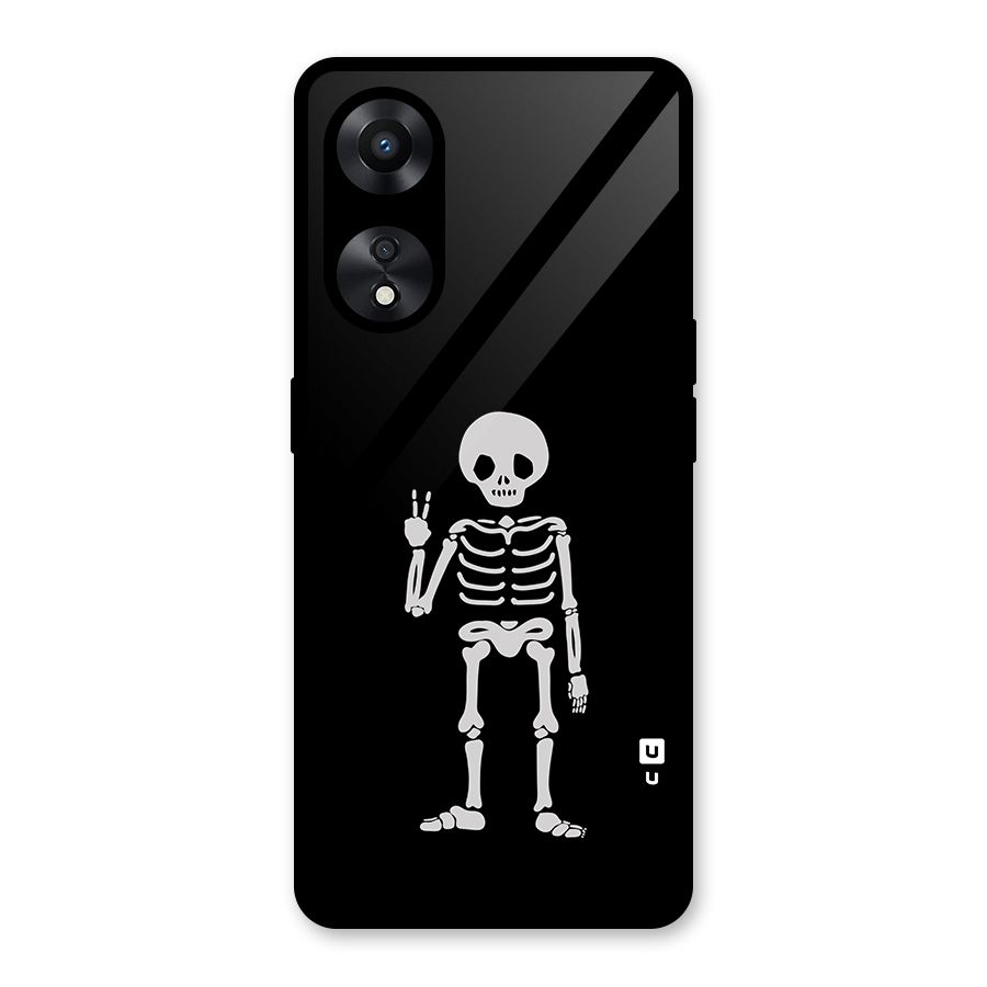 Victory Skeleton Spooky Glass Back Case for Oppo A78