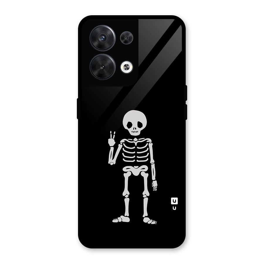 Victory Skeleton Spooky Glass Back Case for Oppo Reno8 5G