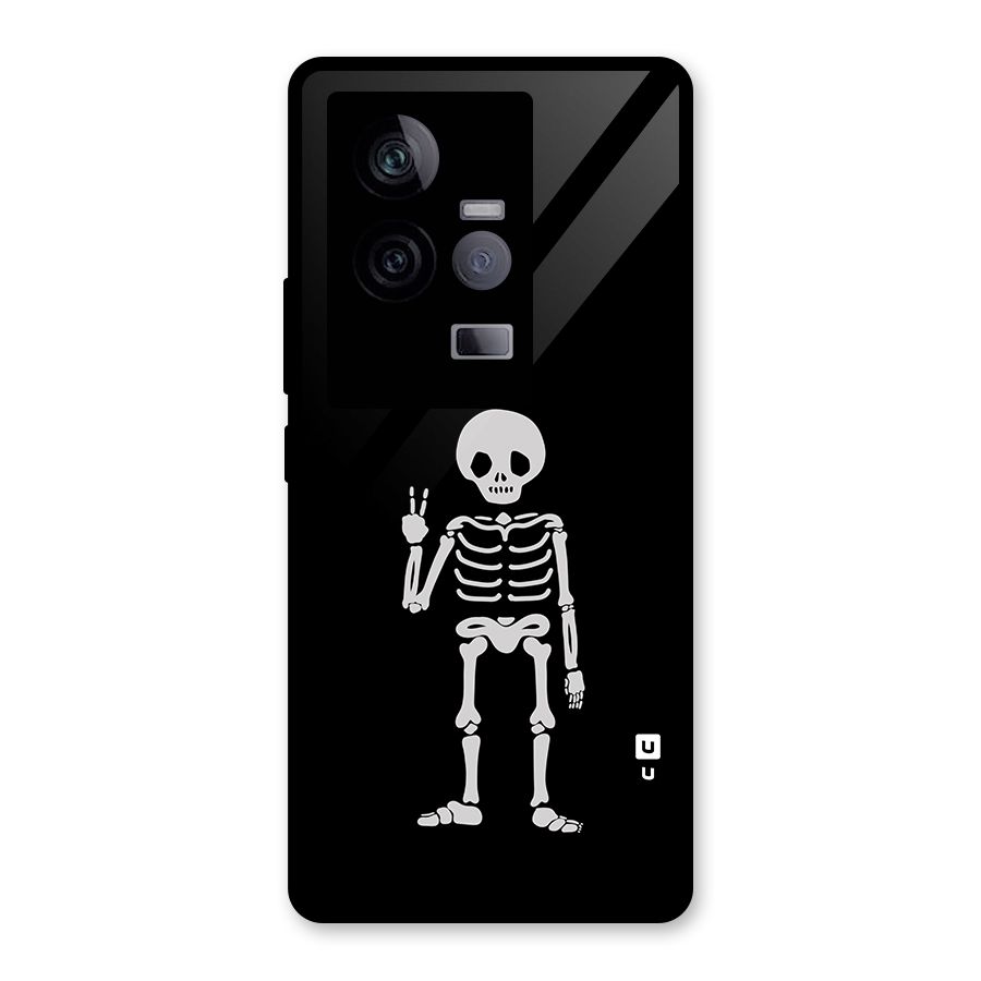 Victory Skeleton Spooky Glass Back Case for Vivo iQOO 11 5G
