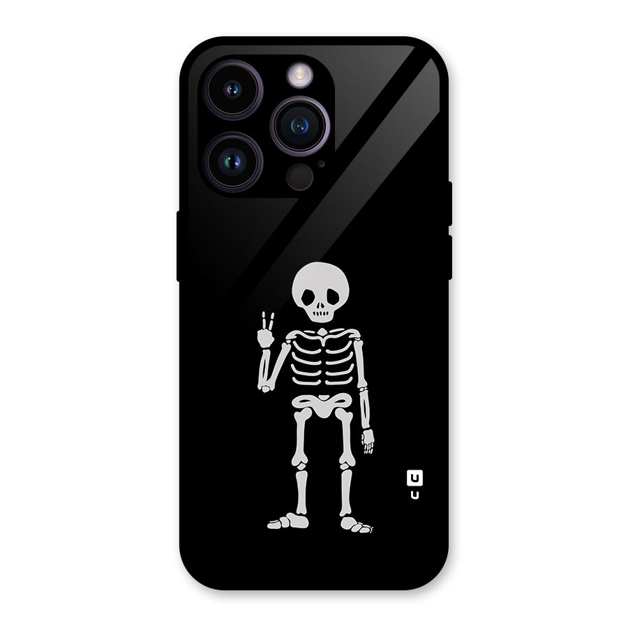Victory Skeleton Spooky Glass Back Case for iPhone 14 Pro