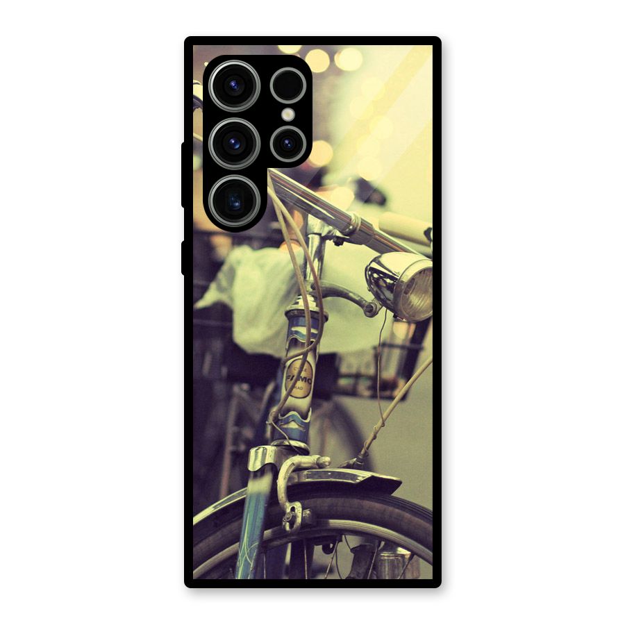 Vintage Bicycle Glass Back Case for Galaxy S23 Ultra