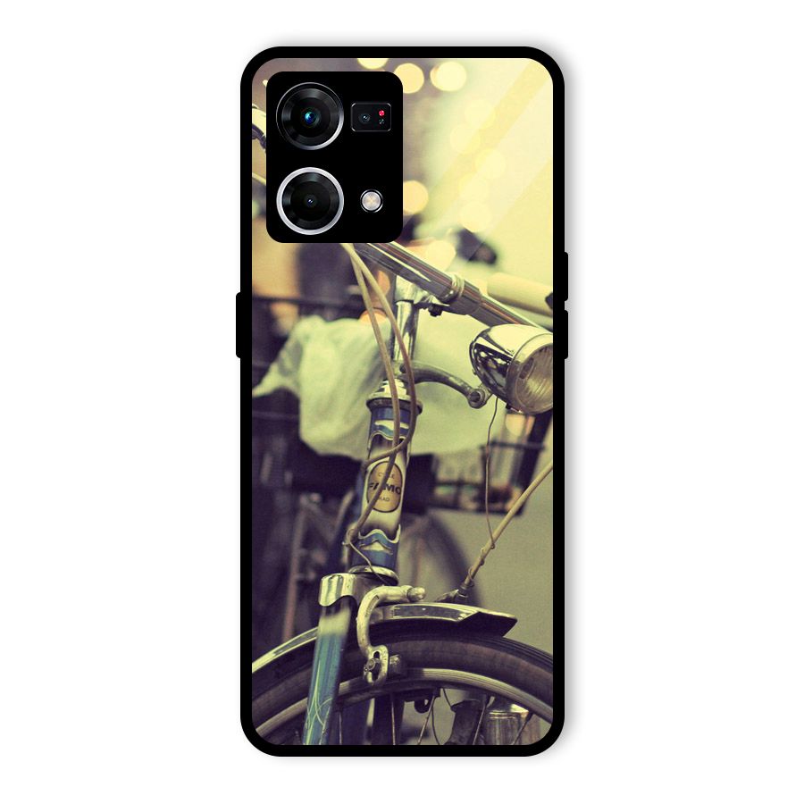 Vintage Bicycle Glass Back Case for Oppo F21 Pro 5G