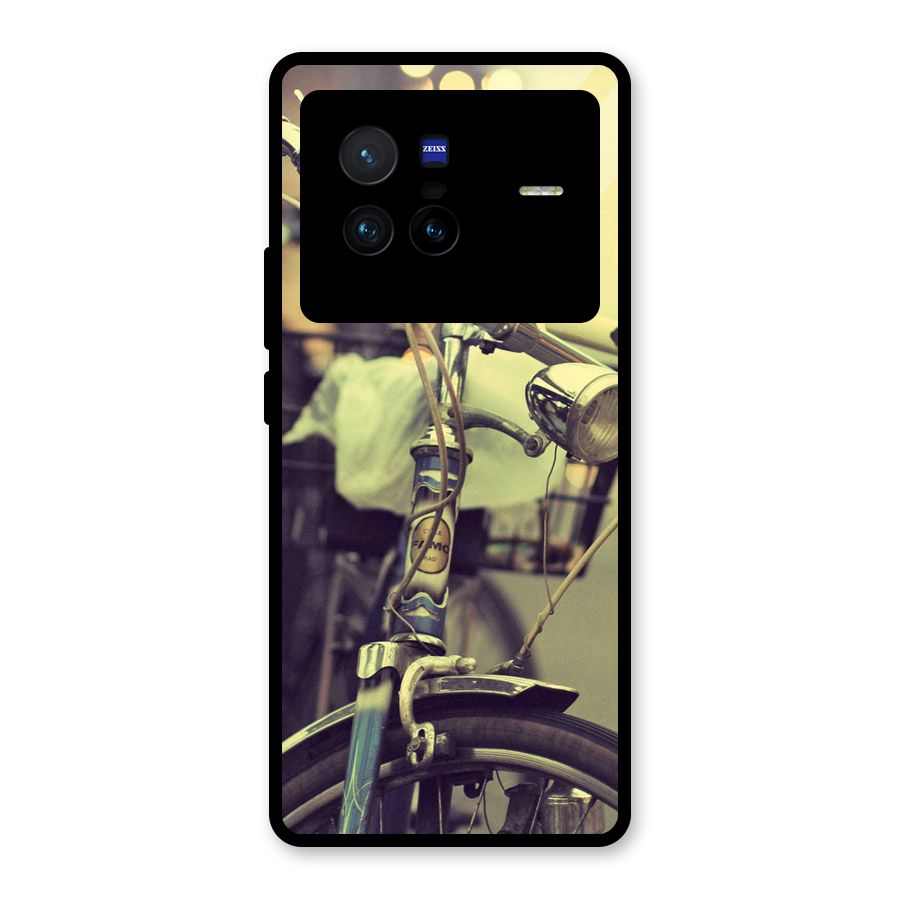 Vintage Bicycle Glass Back Case for Vivo X80