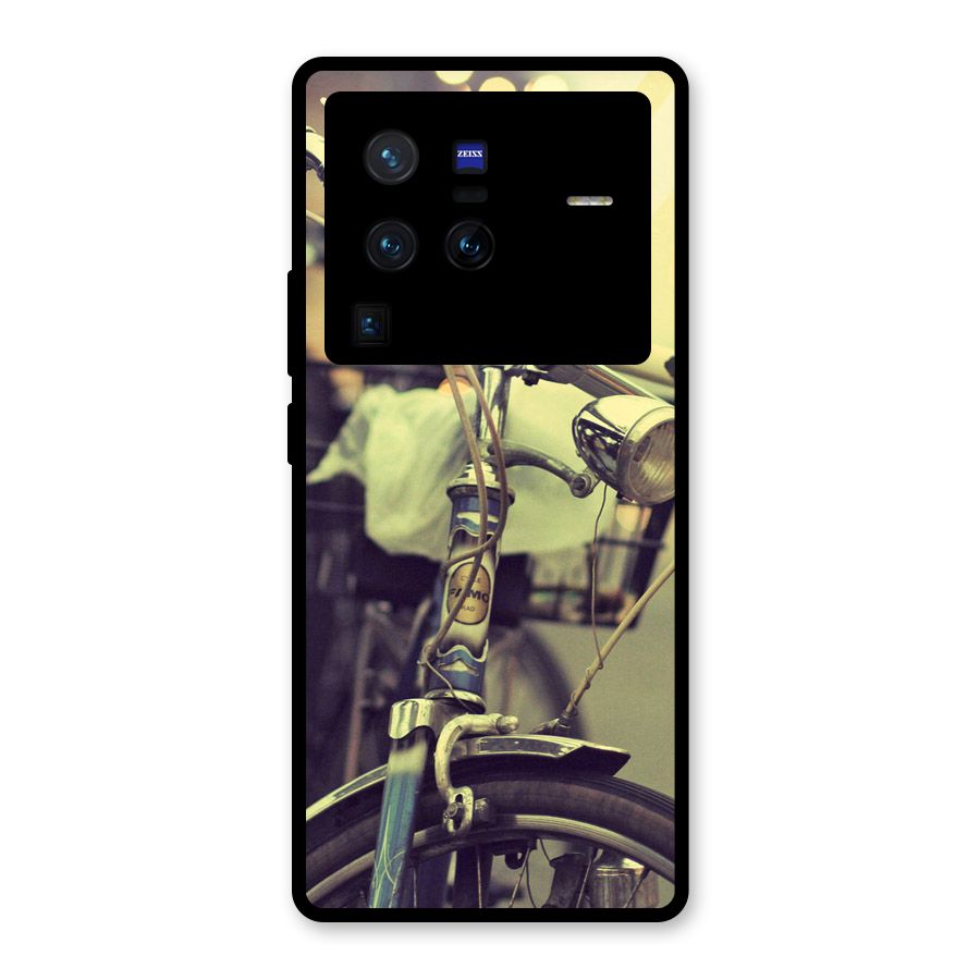 Vintage Bicycle Glass Back Case for Vivo X80 Pro