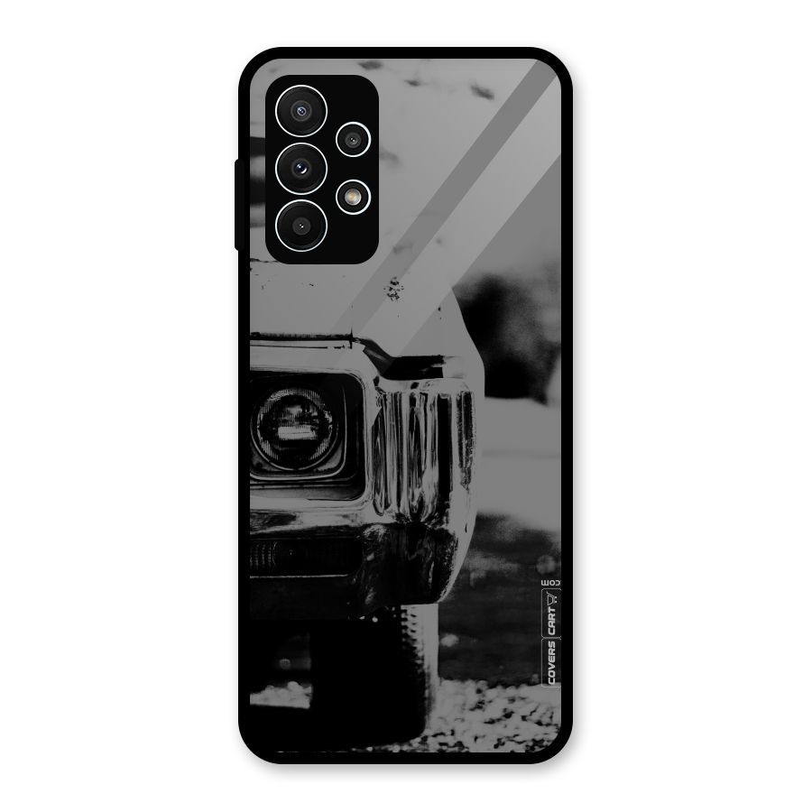Vintage Car Black and White Glass Back Case for Galaxy A23