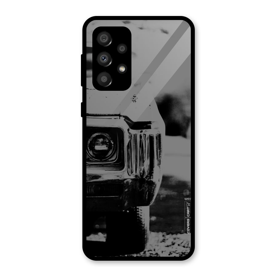 Vintage Car Black and White Glass Back Case for Galaxy A32