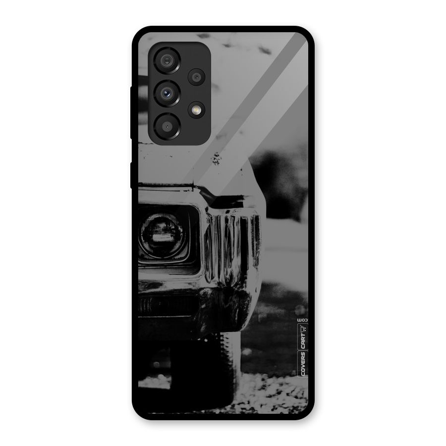 Vintage Car Black and White Glass Back Case for Galaxy A33 5G