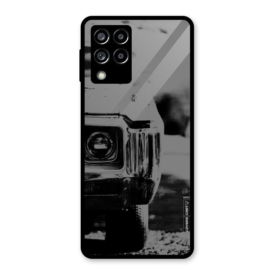 Vintage Car Black and White Glass Back Case for Galaxy M53 5G