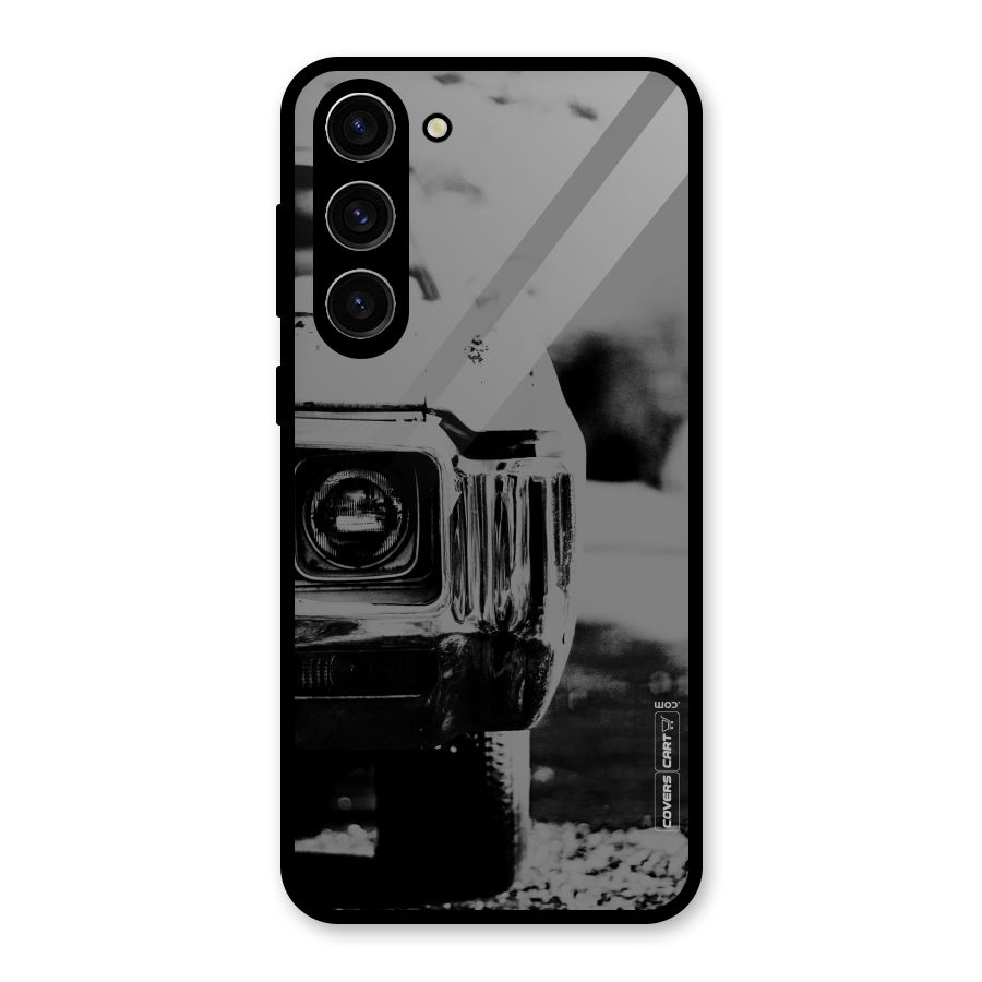 Vintage Car Black and White Glass Back Case for Galaxy S23 Plus