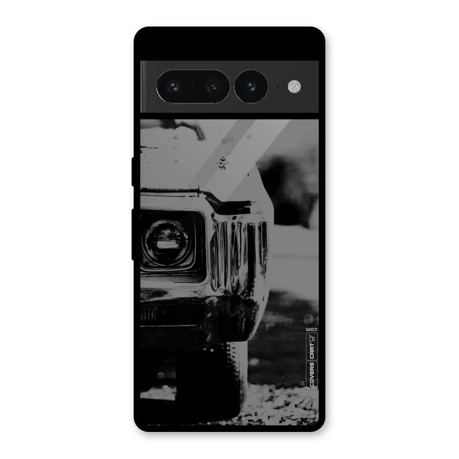 Vintage Car Black and White Glass Back Case for Google Pixel 7 Pro