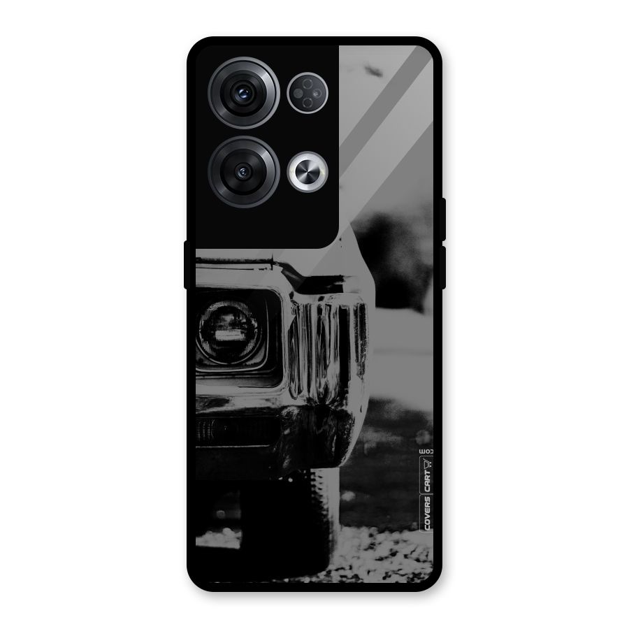 Vintage Car Black and White Glass Back Case for Oppo Reno8 Pro 5G